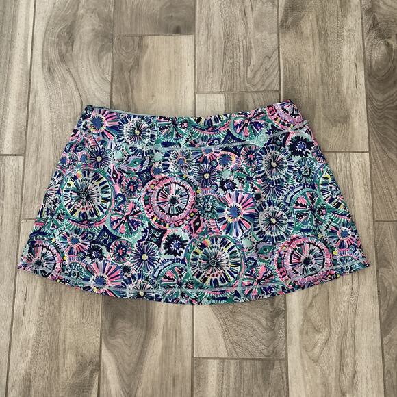 Lilly Pulitzer Keegan Skort Blue Multi The Swim Sz XL Back Zip Pocket - Picture 1 of 8